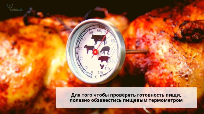 Измерение температуры мяса пищевым термометром