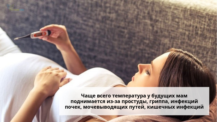 Беременная измеряет температуру