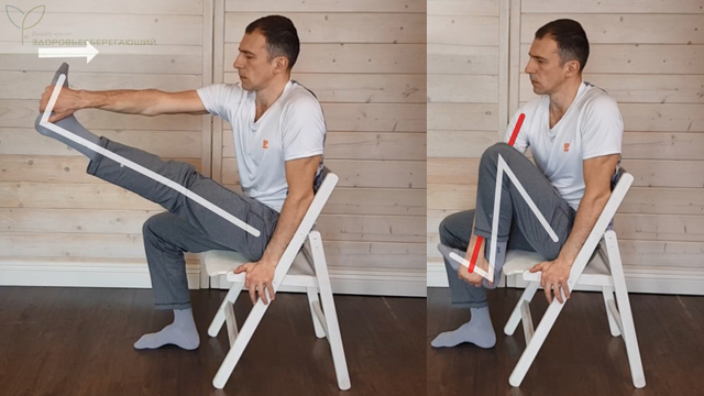 Разогнутая и согнутая нога