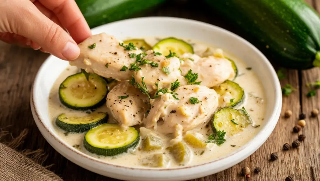 Беру кабачки и куриное мясо, тушу в сметанном соусе: вкус сливочный без единой капли сливок