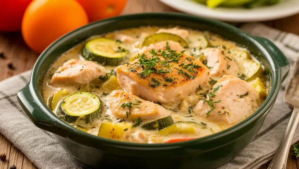 Кабачки и куриное мясо, тушу в сметанном соусе: вкус сливочный, а сливок нет и в помине